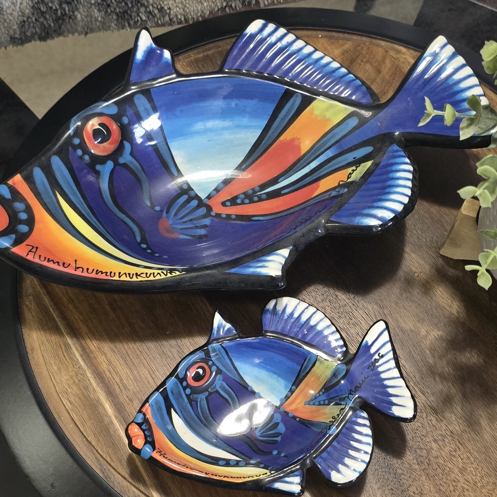 Colorful Fish-Shaped Ceramic Triggerfish Dishes